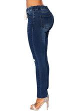 Load image into Gallery viewer, Elastic Waist Skinny Stretch Ripped Distressed Denim Jeans Pants