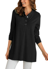 Load image into Gallery viewer, Casual Notched Vneck Solid Tunic Top Button Side Slit Henley Shirt