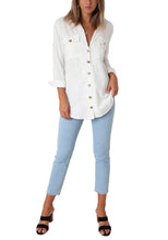 Load image into Gallery viewer, Long Sleeve Button Down Shirts Blouses Casual Roll Up Sleeve Top
